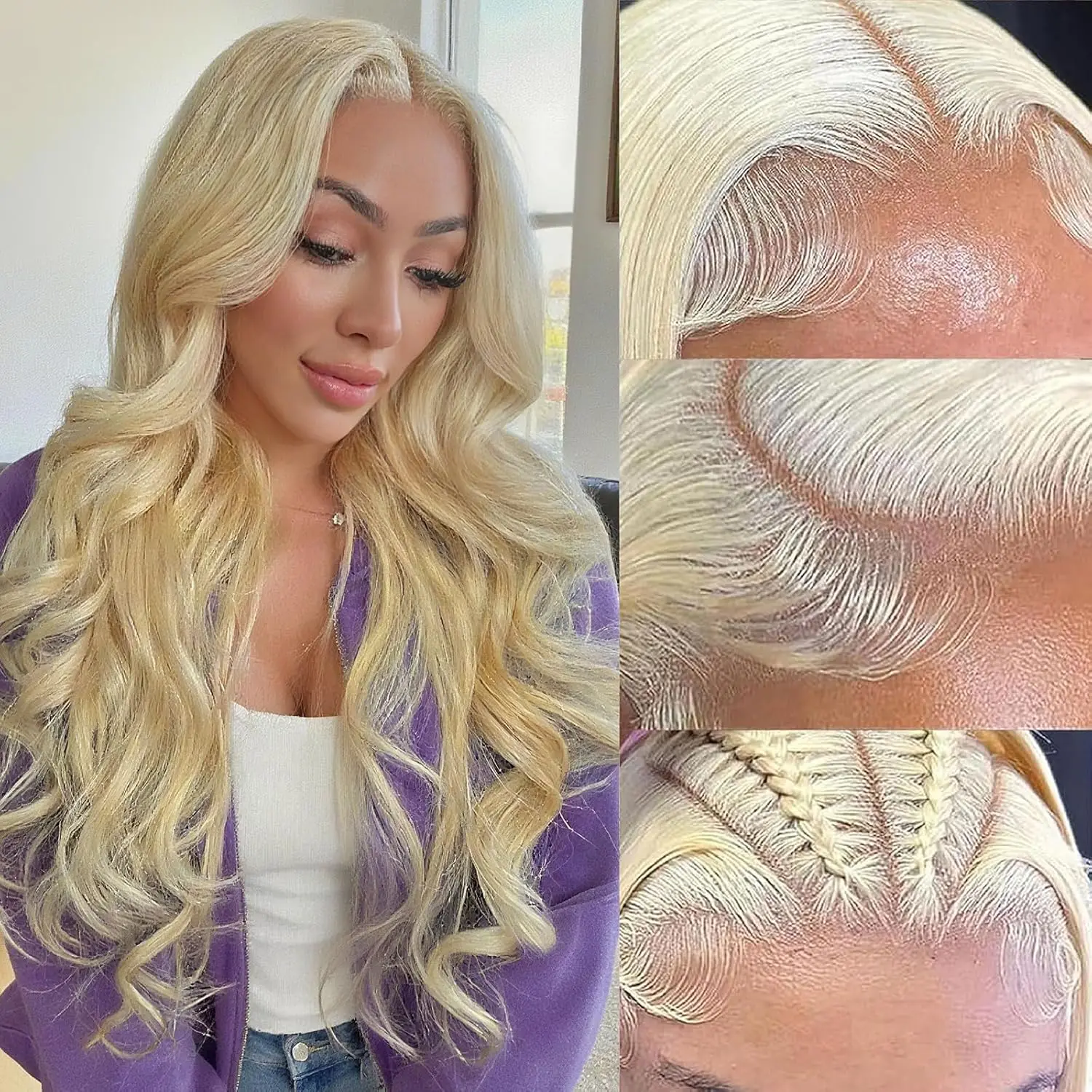 613 Lace Front Wigs Body Wave Human Hair Blonde 613 Body Wave 13X6 HD Lace Front Wigs Pre Plucked Lace Frontal Wig 200% Density