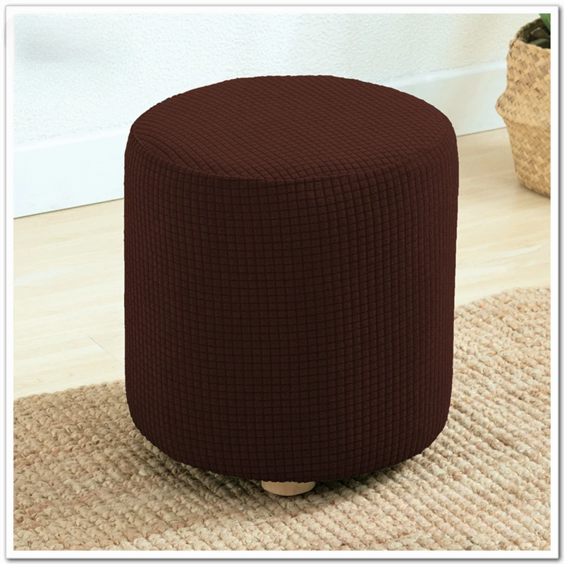 

Elastic Ottoman Slipcover Solid Color Round Sofa Footstool Cover Case Stretch Dust-proof Antimacassar Decorative Protector Cover