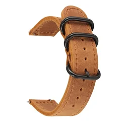 Vintage Crazy Horse Leather Watch Band - Retro Bracelet Style, Available in Multiple Sizes for 22mm watch band (03 brown)