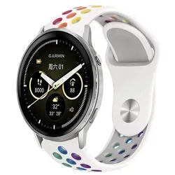 Sports Silicone Strap, Multiple Sizes - Premium Fitness Wristband - Strap width 22mm (White colorful)