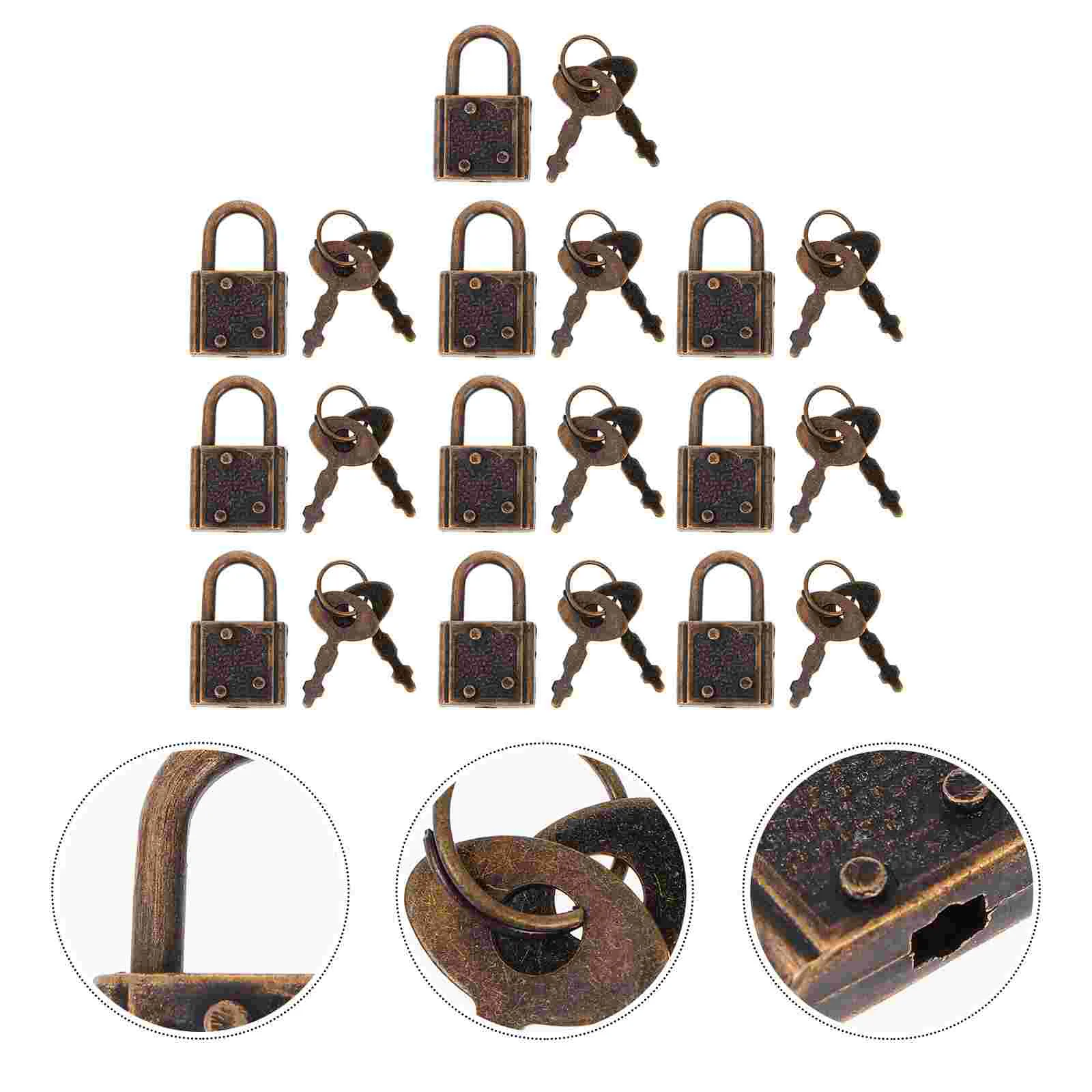 

10Pcs Mini Multifunctional Padlock Luggage Hanging Locks Retro Suitcase Locks