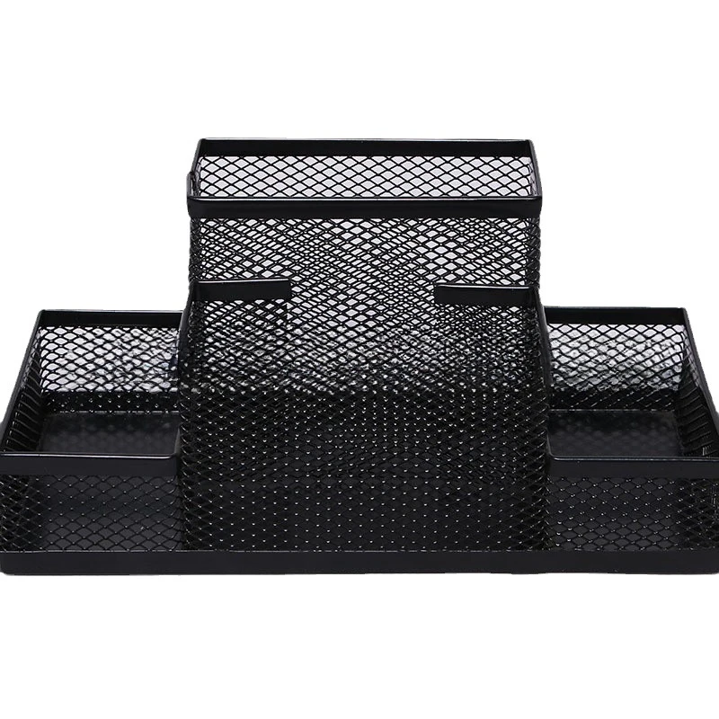 Black Iron Mesh Multi functional Creative Pen Holder Business Office Combination Pen Holder Four in One Combination 4