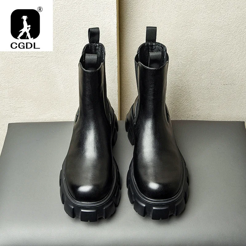 남성용 첼시 부츠 플랫폼, 블랙 패션, 다목적 비즈니스 캐주얼, 영국 스타일, 스트리트 파티, 클래식 앵클 부츠, 신상