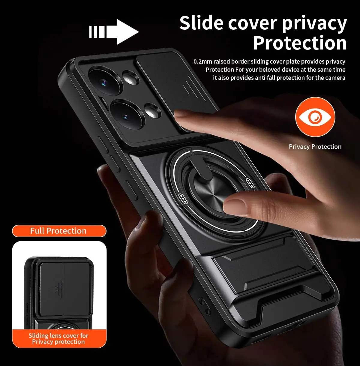 Magnetic Stand Armor Case with Slide Camera Protector and Kickstand