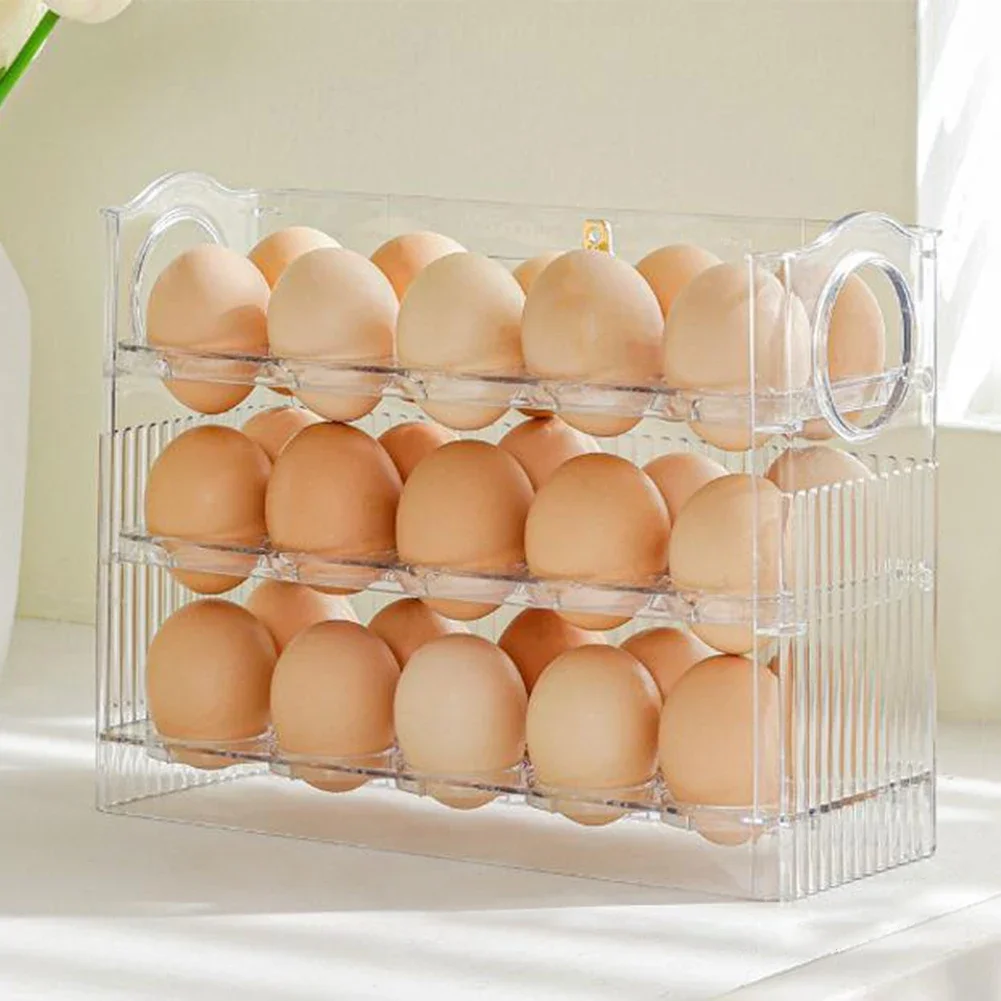 30 Grids Egg Storage Box Refrigerator Organizer Food Containers Multi-Layer Egg Tray Egg Holder Dispenser Kitchen Storage Box