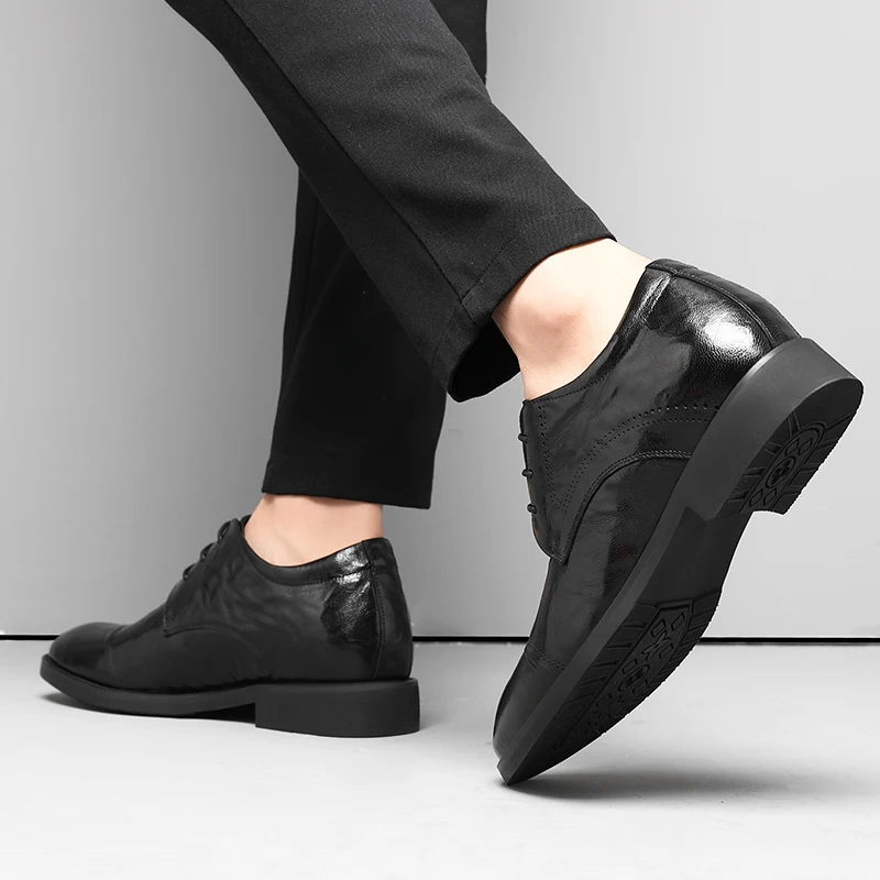 Man Elevator Shoes Business Dress Leather Shoes 3/6/8cm Formal High Quality Oxfords Versatile Wedding