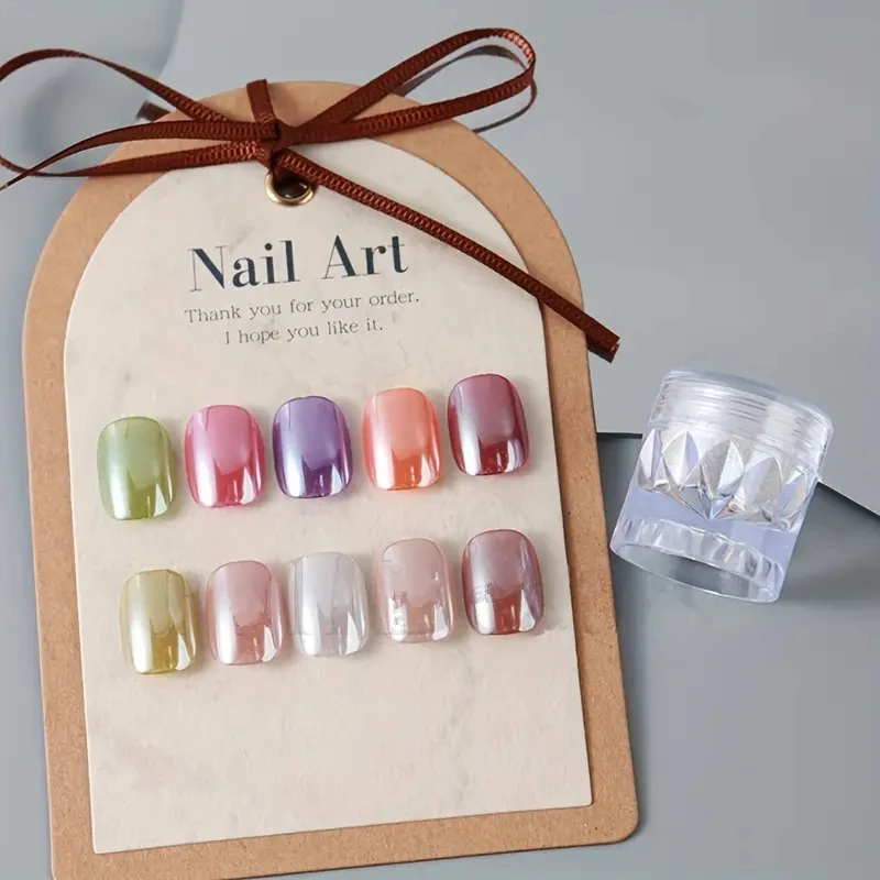 Hypoallergenic Aurora Chrome Nail Powder-Gentle Electroplating Clear Finish for Stunning Manicures
