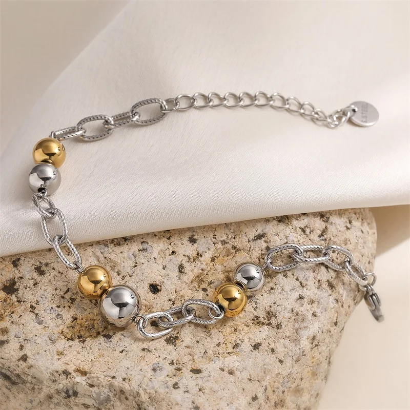 GANPUP 316L Edelstahl Zwei-Farbe Herz Charms Armband für Frauen Neue Trendy Wasserdichte Handgelenk Kette Schmuck Bijoux Femme – Detail 6
