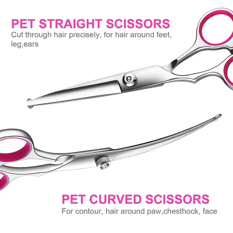 Dog Grooming Scissors 4pcs Premium Titanium Coated Safety Round Tips Professional Grade Kit