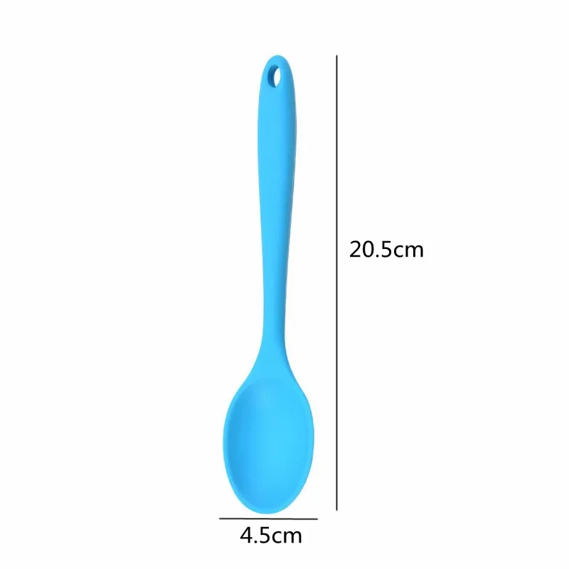 Thermostability Silicone Long-Handled Soup Spoon Tableware Solid Color Child Kitchen Silicone Flatware Utensils Accessories silicone spoon,soup spoon