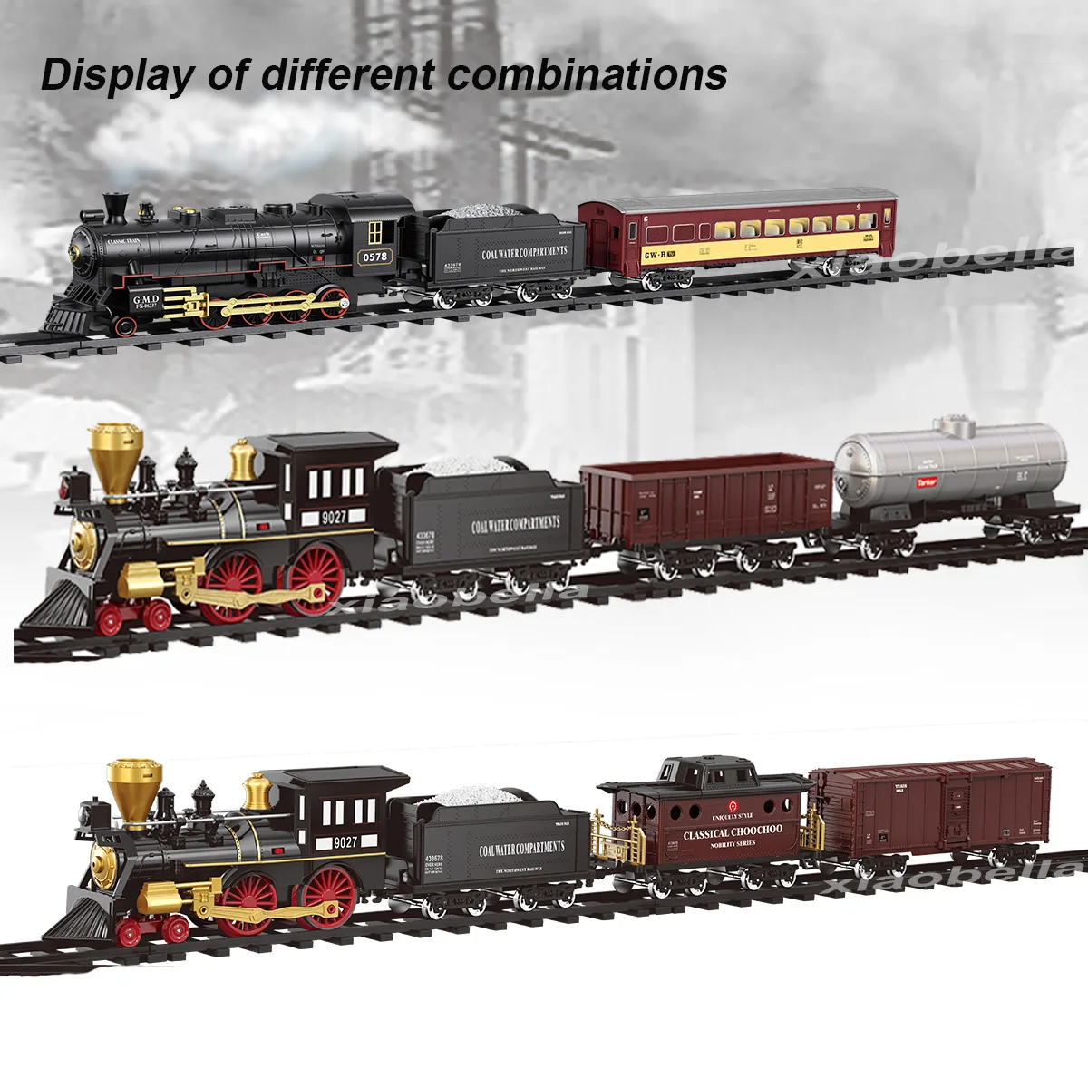 Electric Train Set 4cm Width Wheel-base RC Train Toys Simulation Train Track Cargo Car Carriage Wagons Models Guage Accessories DIY Toys