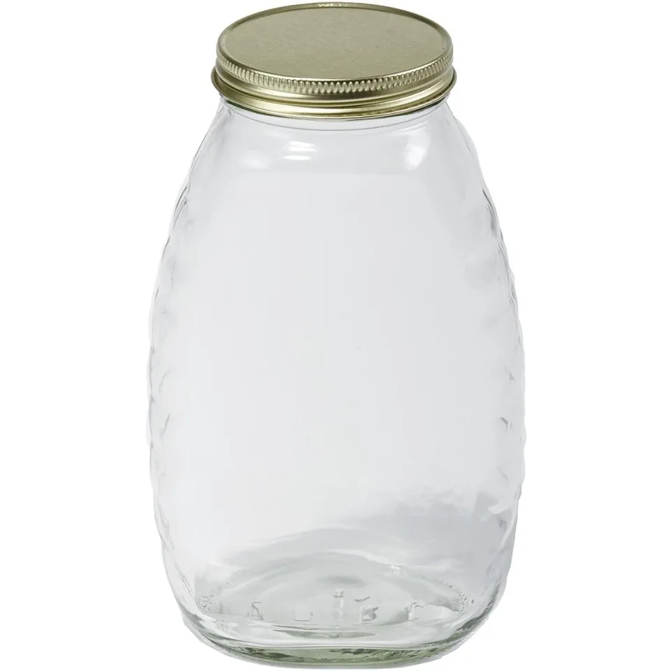 Airtight Glass Honey Jars Set with Skep Design