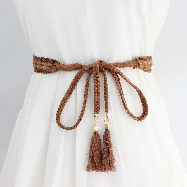 www. - Casual Rope Belts for Women Thin Braided Tassels