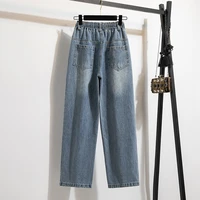 High Waist Wide Leg Cotton Denim Dstring Loose Fit Women's Autumn 2024 Slimming Effect Pure Cotton Casual Trousers - Image 3