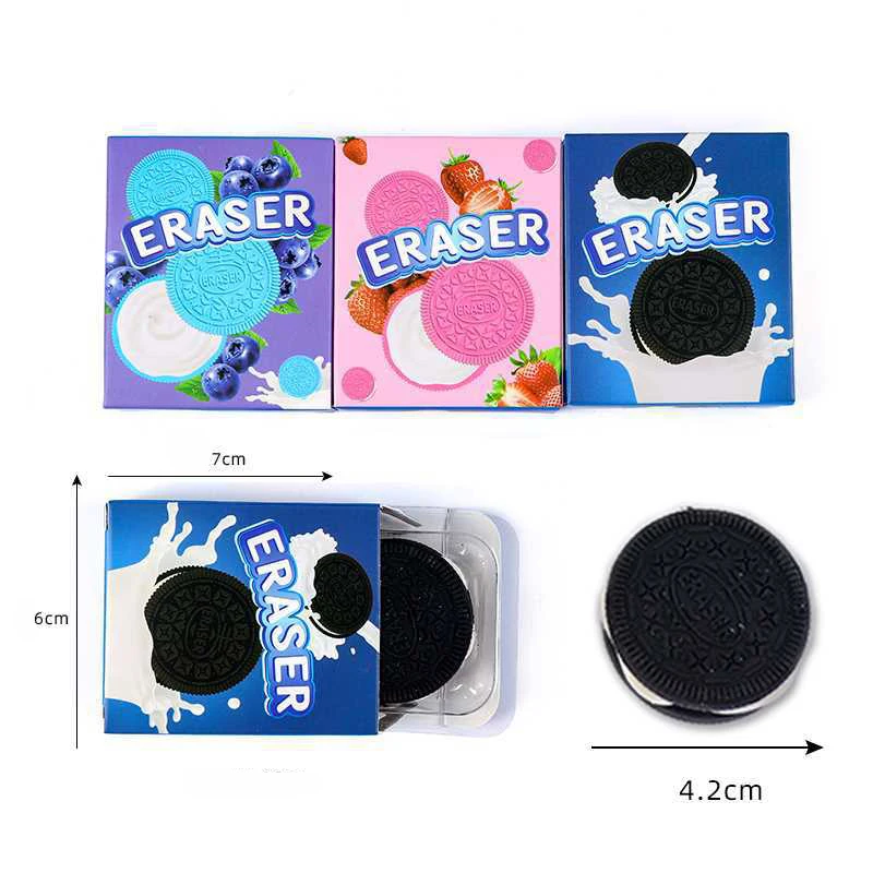 Cartoon Creative Biscuit Eraser Simulation Oreo Student Stationery Traceless Eraser pencil eraser eraser pen plasticine eraser eraser refillable pen biscuit eraser kneadable eraser retractable eraser