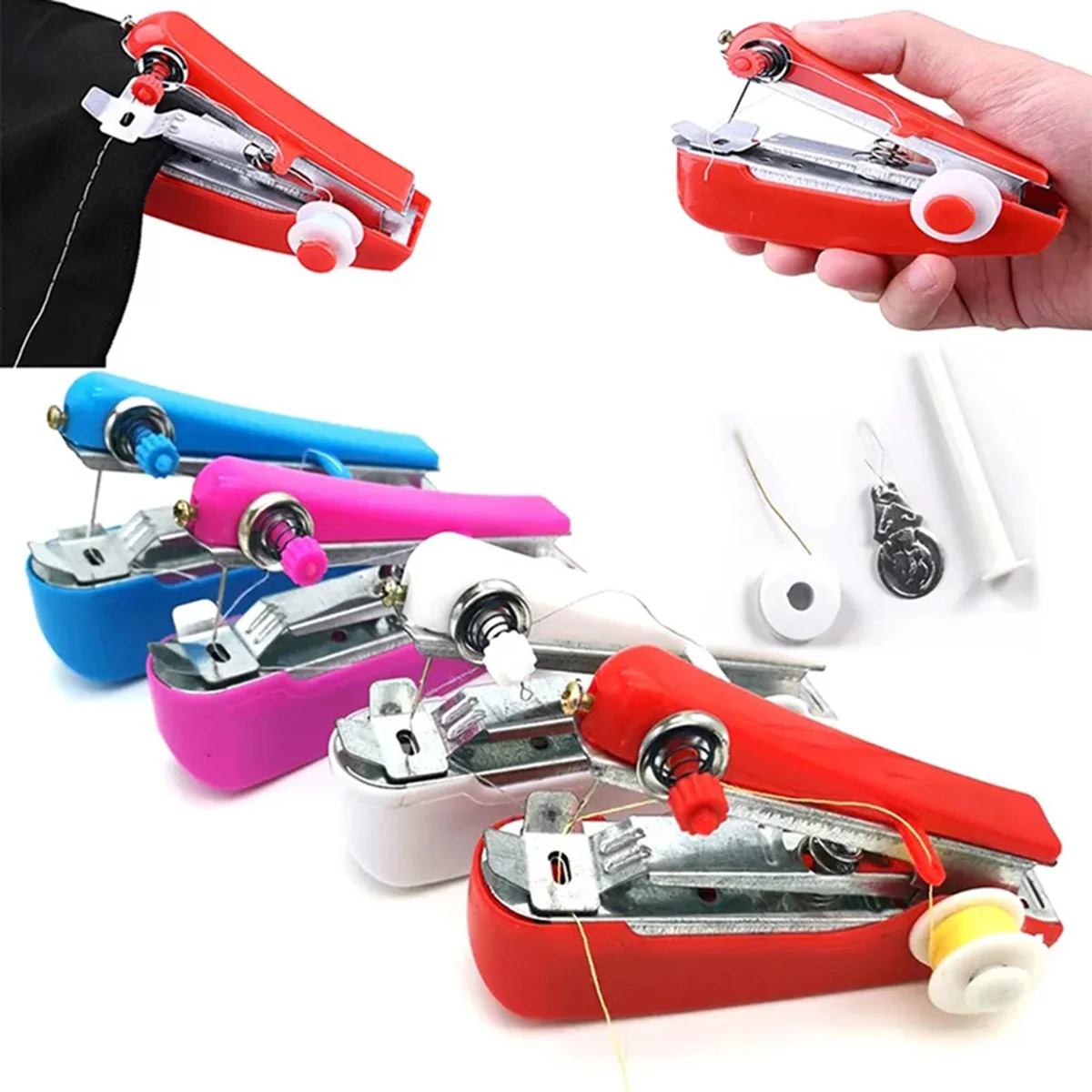 Mini Manual Sewing Machine 4 Colors Available Mini Manual Sewing Machine Daily Household Sewing Kit Multi Functional Portable Pocket Machine