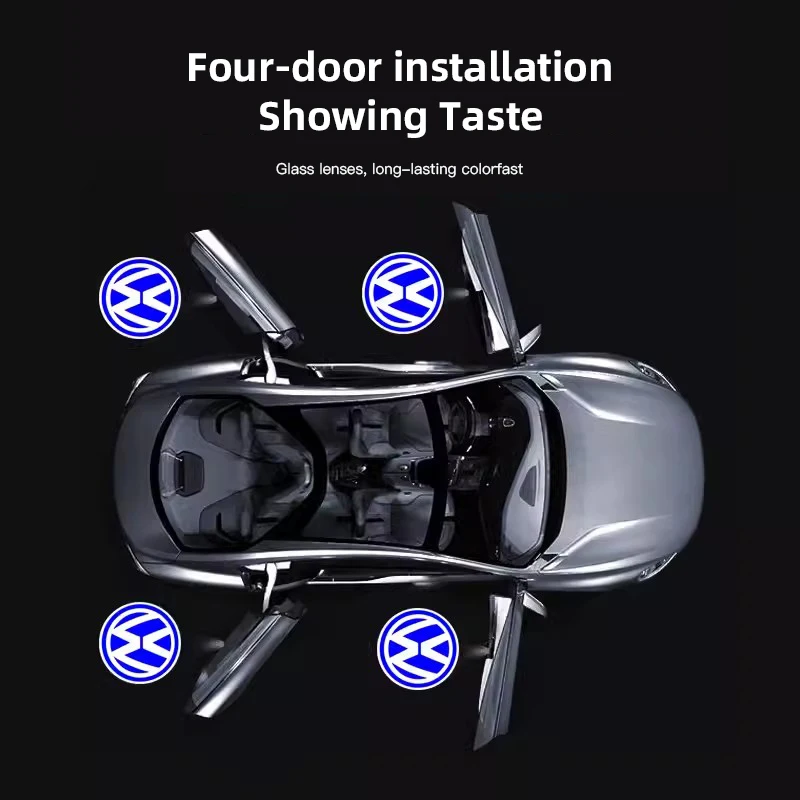 2Pcs Car Emblem Projection Lamp Door Lights Lights Decoration car door light projector For VW Golf Touareg Eos CC Passat Variant B8 Touareg Tearamont