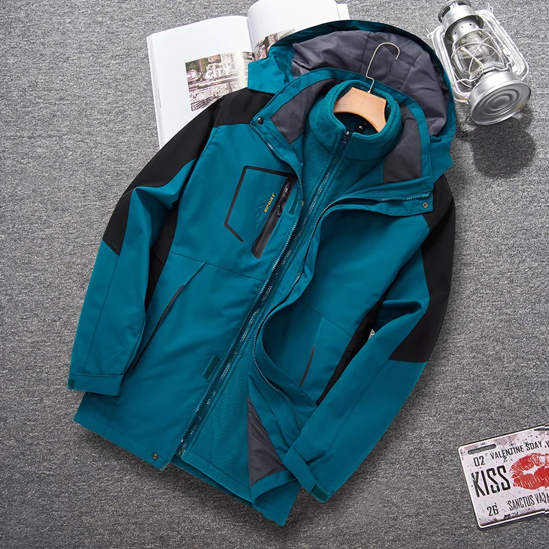 Oversize Men's Winter Inner Fleece Waterproof Jacket Men Outdoor Windbreaker Hiking Camping Skiing Rain Thick Thermal Coat 8XL 3