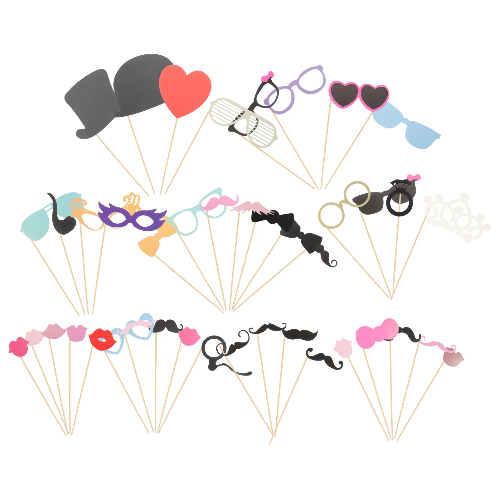 

44-in-1 DIY Glasses Moustache Red Lips Bow Ties Hats On Sticks Wedding Birthday Party Photo Booth Props
