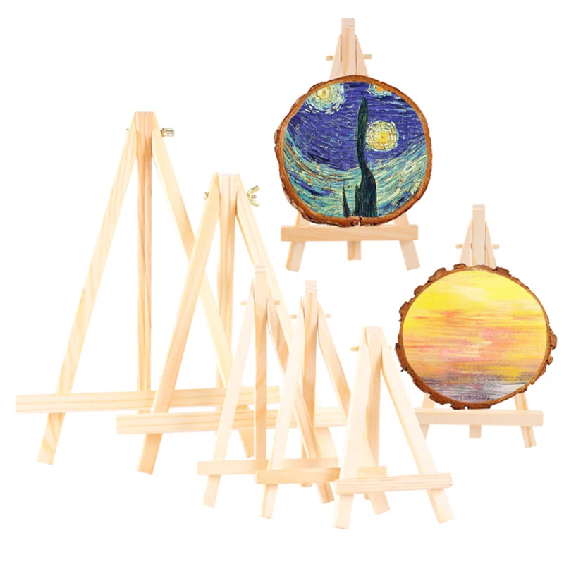 1pcs Natural Wood Mini Easel Frame Tripod Display Meeting Wedding Table Name Card Stand Display Holder Children Painting Craft