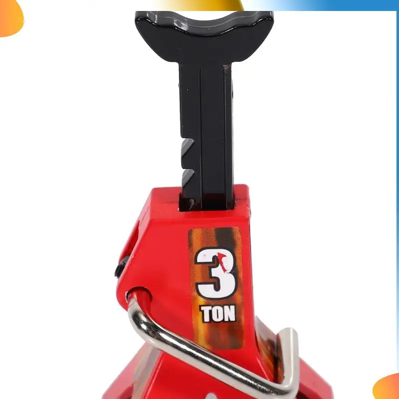 B48A 6PCS Metal 3 Ton Simulated Jack Height Adjustable Repair Bracket Scene Tool For 1/10 TRX4 D90 CC01 Red (Toy Model)