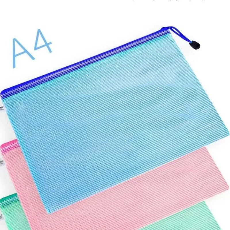 Mesh Zipper Pouch Waterproof Plastic Document Pouch Multipurpose