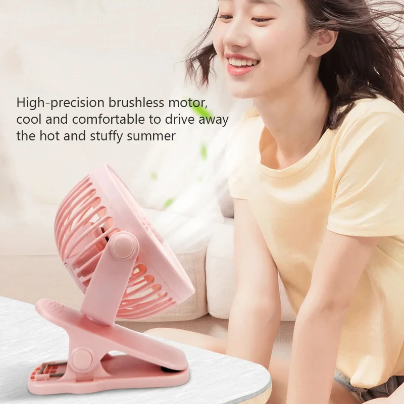 Creative Mini Clip Fan Mute Portable Desktop Home Dorm Stroller For Rechargeable USB High Wind Three Speed Blower Student Deskto 6