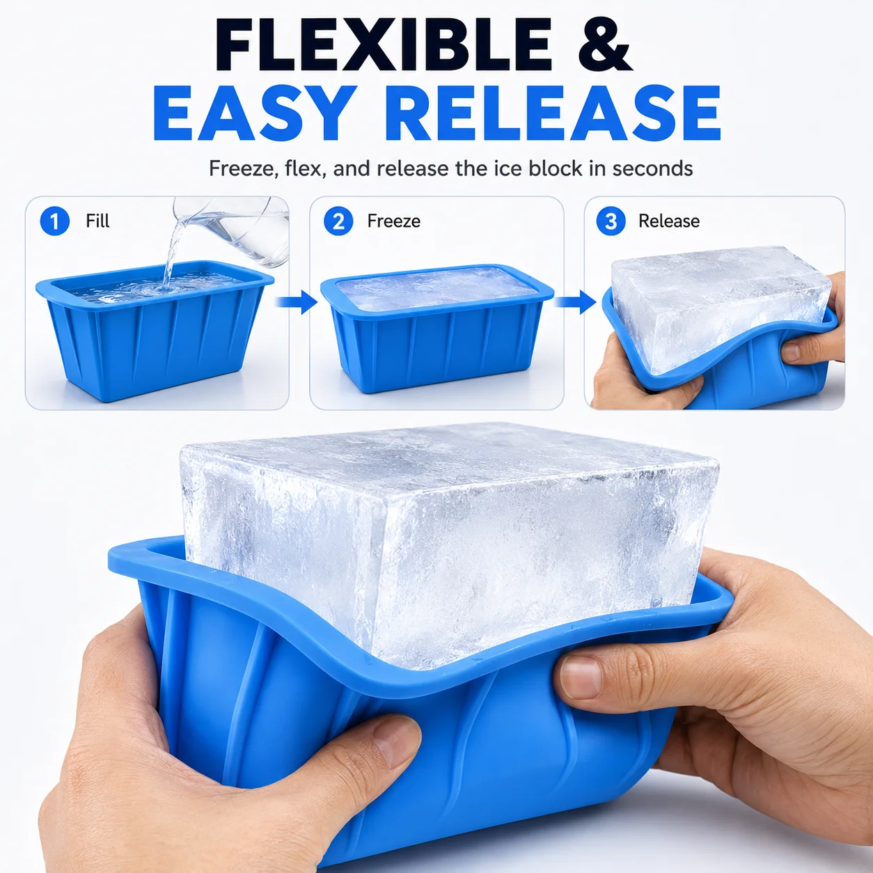 Extra Large Silicone Ice Block Mold Giant Ice Maker For Ice Bath Cold Plunge Tub Accessories And Camping Coolers Chiller