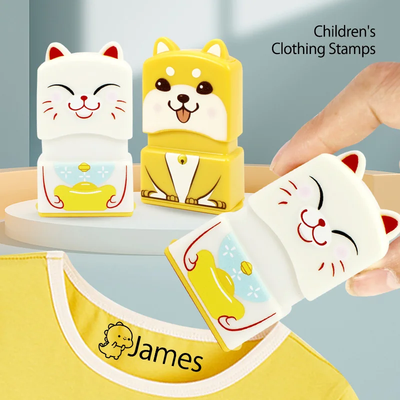 Sello de nombre personalizado para niños, etiqueta de nombre impermeable para ropa de jardín de infantes, regalo de sello Kawaii Montessori