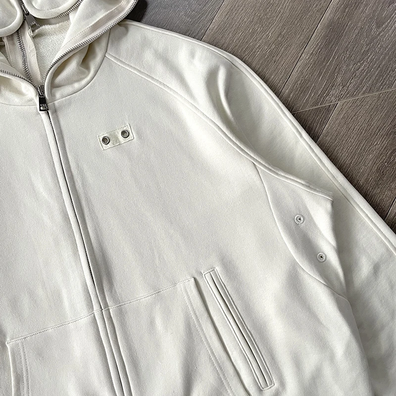 2024 Double Full Zipper Solid Color Wash Heavy Fabric Hoodie Men Women High Quality Oversize Sweatshirts Jacket