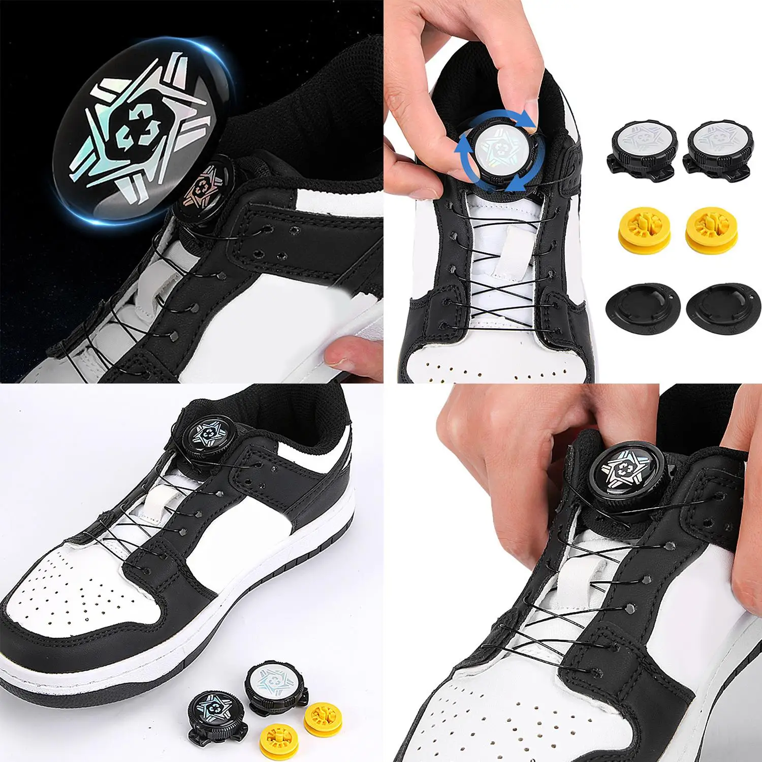 Portable Rotating Automatic Buckle Shoes Revolving Buckle Elastic No Tie Tight-loose Repair Rotate Button