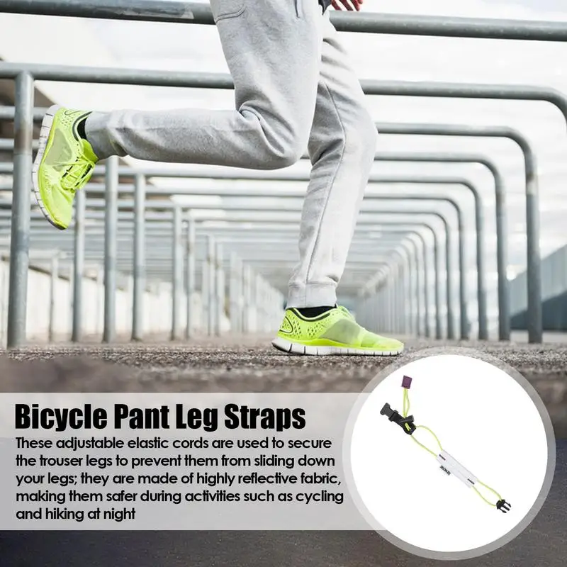 Cycle Pant Leg Straps Wrist Ankle Bands Strap Adjustable Elastic Cycling Accessory Reflective Daily Use Straps For Biking Cuff