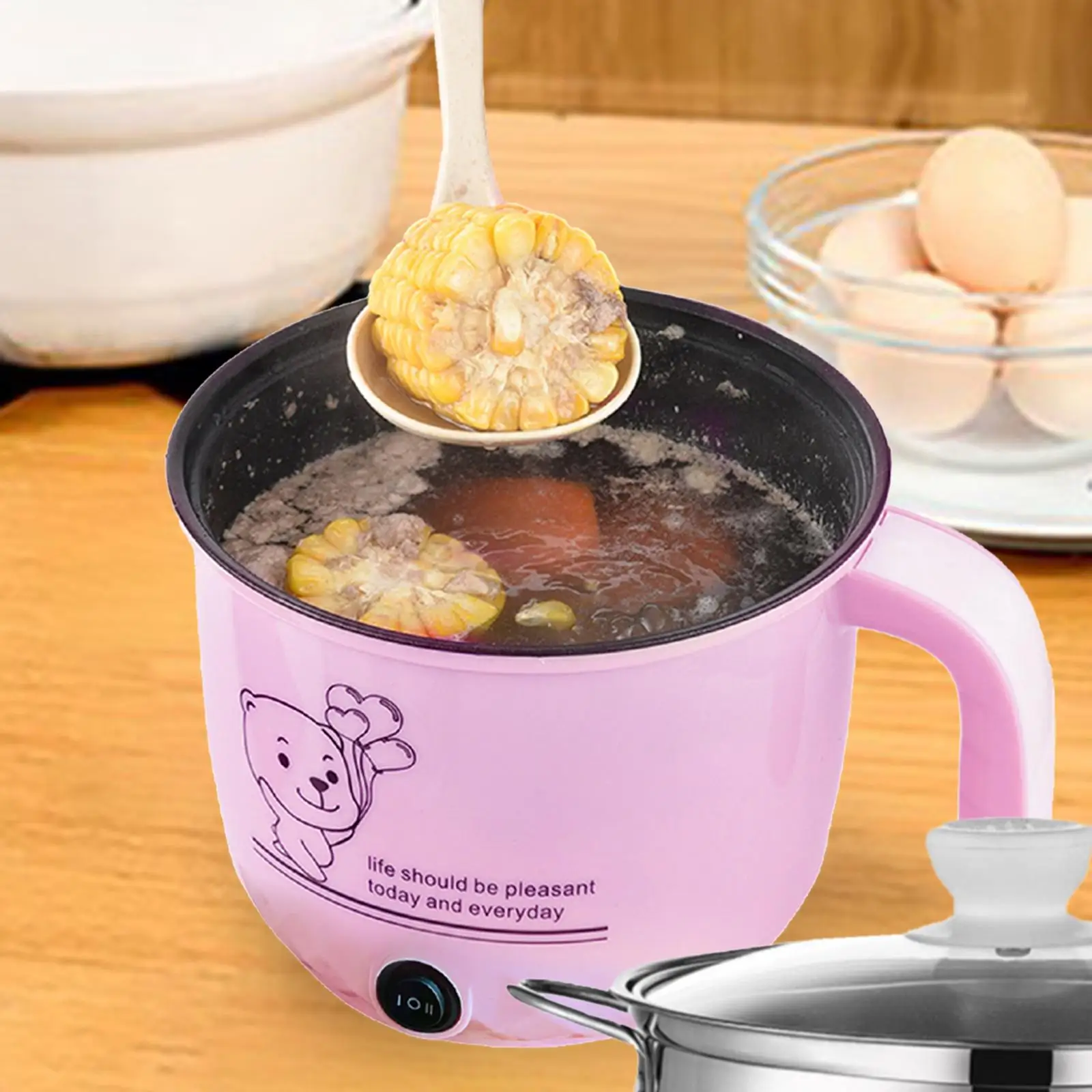 Electric Hot Pot Nonstick 1.8L Kitchen Cooking Appliances for Eggs Fry Ramen 3