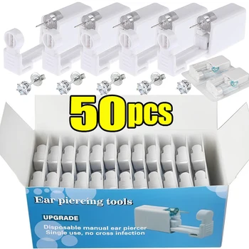 1/50pcs Ear Piercing Gun Disposable Disinfect Safety Earring Piercer Kit Studs Nose Ring Piercing Machine Body Jewelry Tools