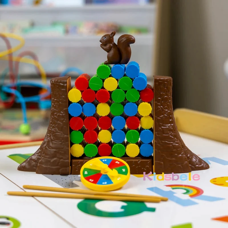 Kids Balance Tower Board Game Stacking Blocks Puzzle Toy Family Games Save The Collapsing Squirrel For Toddlers Christmas Gift - Image 3