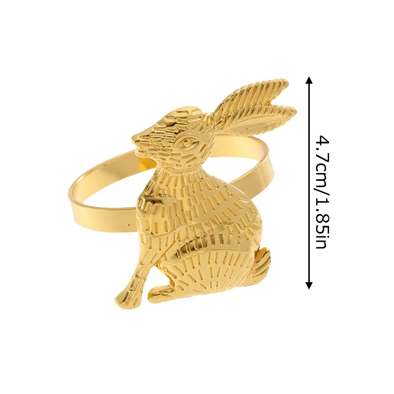 2Pcs Easter Rabbit Napkin Rings Cute Metal Bunny Shape Napkins Buckle Holder for Happy Easter Party Home Dinner Table Decor