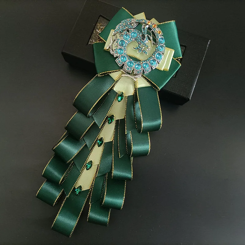 Luxuriöse Herrenfliege mit Strass-Drachenmotiv, originelles Design, handgefertigter Schmuck, High-End Business- und Hochzeitsanzug-Hemdkragen-Accessoire – Detail 7