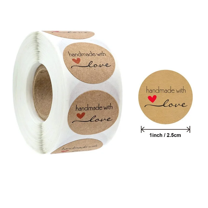 

Наклейки из крафт-бумаги «Thank You» с красным сердцем, 500 шт.