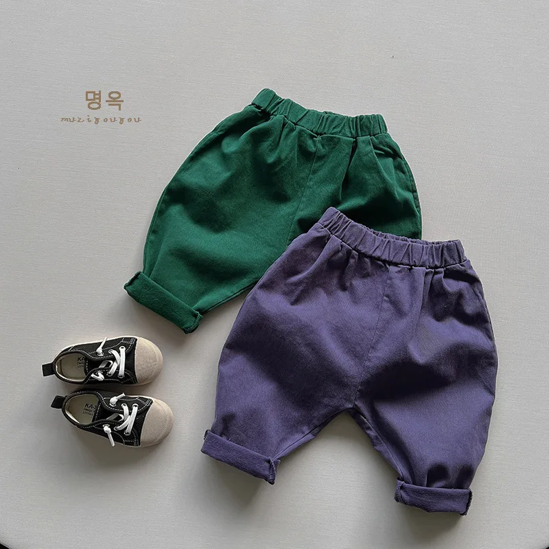 

Kids Casual Simple Wide Leg Pants for Boys and Girls New Fashionable 2023 Spring Autumn Korean Style Solid Color Kids Pants
