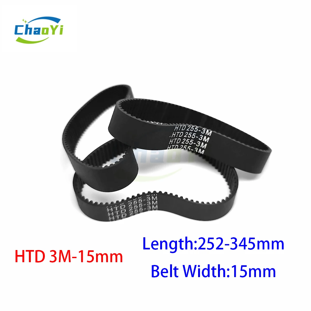 HTD 3M Closed Loop Rubber Timing Belt Pitch Length 252 255 261 270 273 285 300 309 315 327 345mm Width 15mm Drive