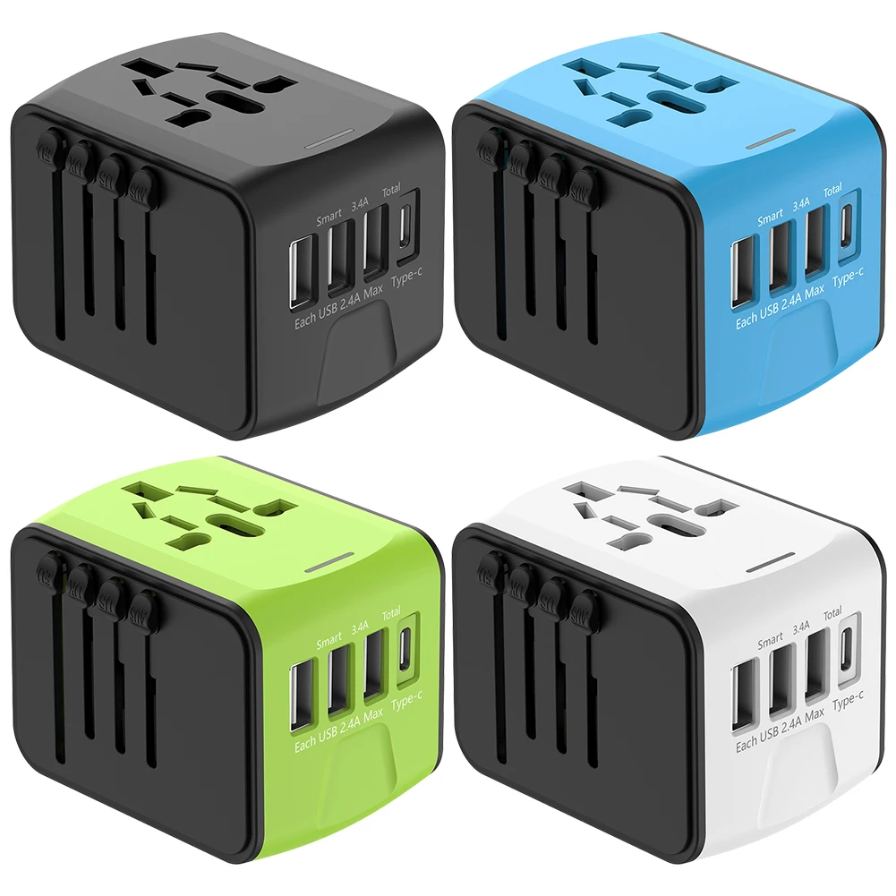 Universal Phone Charger Travel Wall Power Plug Adapter with Dual USB Charging Ports for USA EU UK AU
