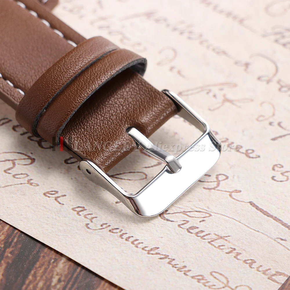 Vintage Cowhide Leather Cuff Watch Band Bracelet for Men - Available in Dark Brown, Black, and Light Brown (20mm, 22mm, 24mm)