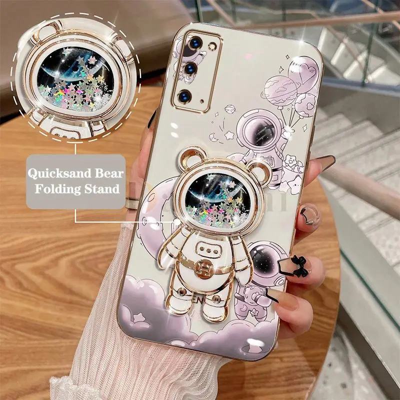 

Quicksand Bear Astronaut Phone Holder Case For Samsung Galaxy S20 Thin Shatterproof Camera Protection GalaxyS11E Soft Back Cover