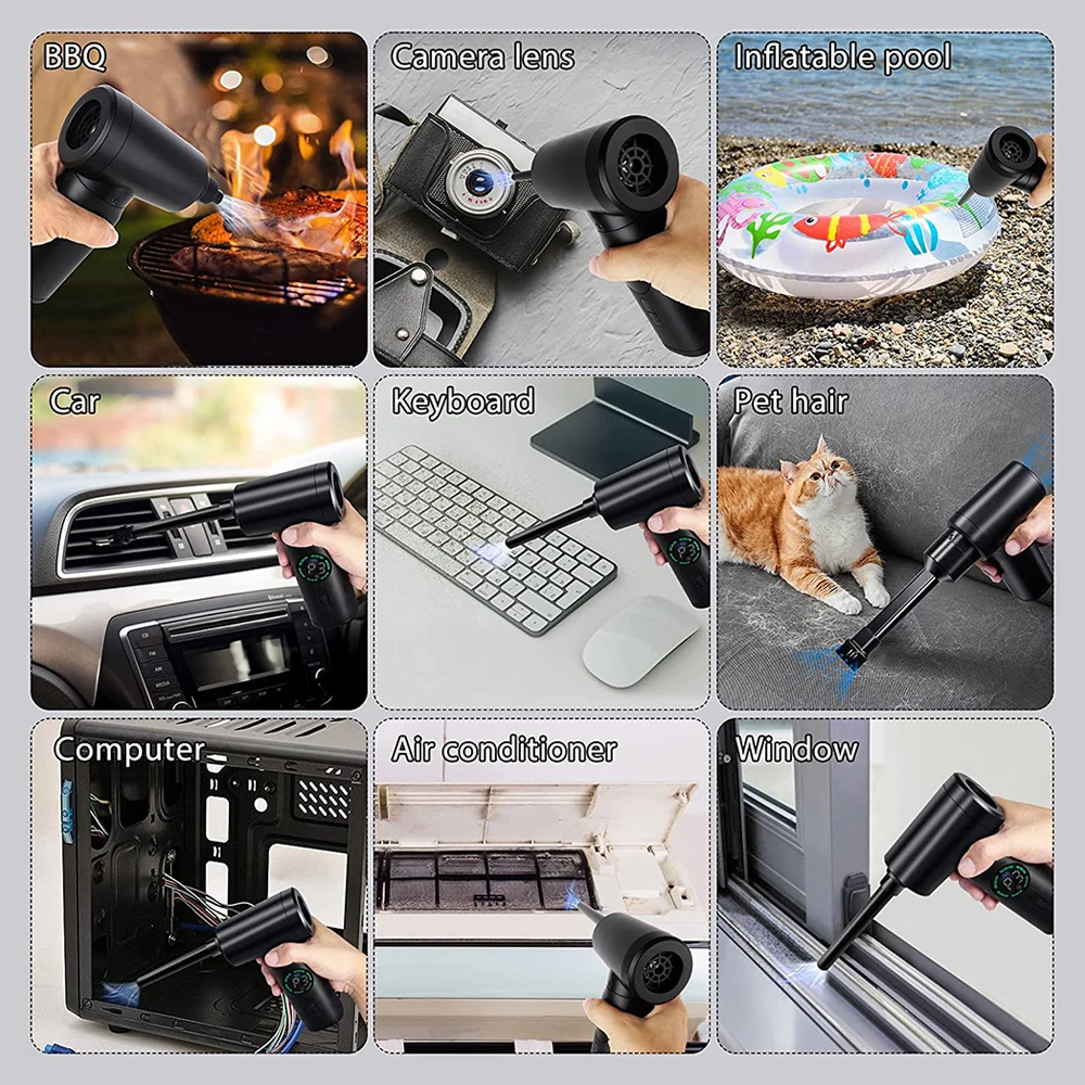 electric air duster Wireless Air Duster 100000RPM Dust Blowing Gun USB Compressed Air Blower Cleaning for Computer Laptop Keyboard Camera Cleaning