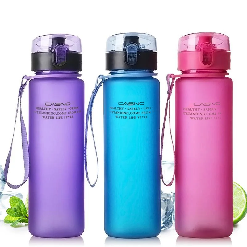 Botella de agua deportiva de plástico, botellas de gimnasio para beber,  vasos ecológicos, tapa, bebedero, equipo de Camping al aire libre
