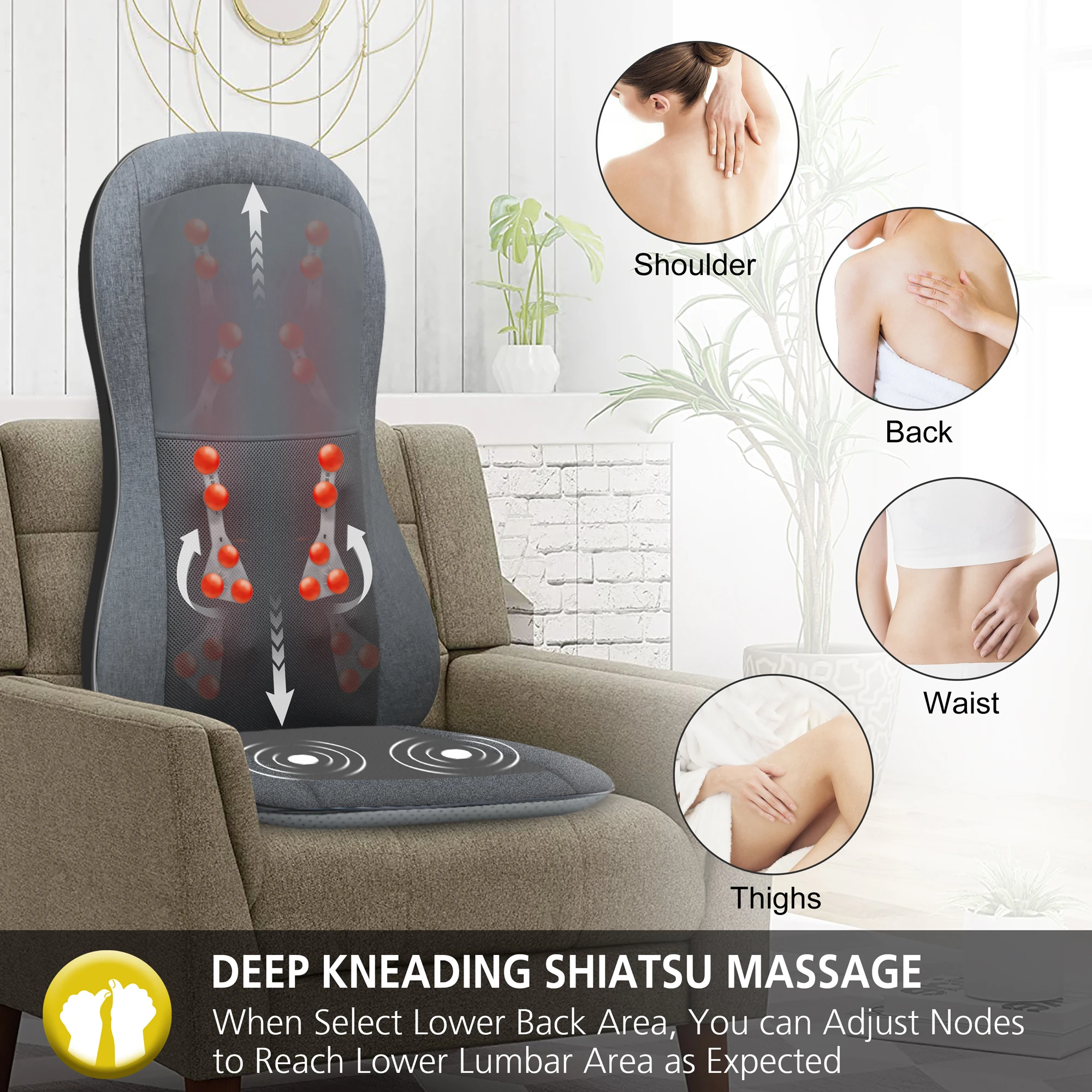 Comfier Neck & Back Massager with Heat - Shiatsu Massage Chair Pad  Portable, New