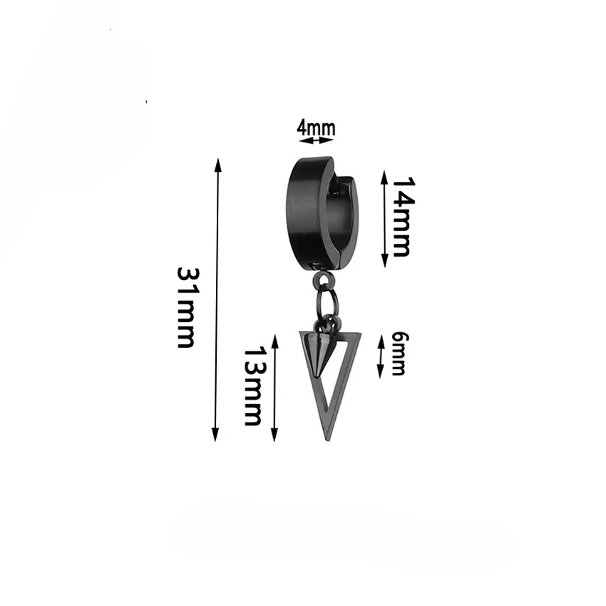 Unisex Stainless Steel Geometric Triangle Spike Cone Drop Earrings for Women Men Jewelry Accessories
