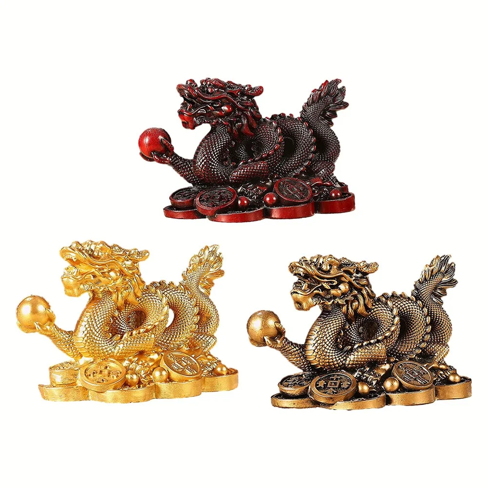 

Golden Chinese Auspicious Dragon Statuette Sculpture Feng Shui Decoration Home Living Room Bedroom Office Decoration Dragon
