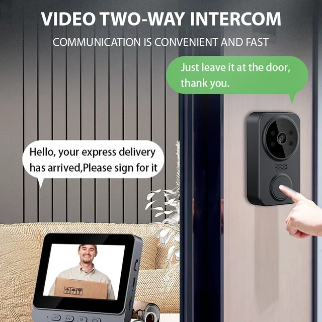 4.3'' IPS Screen 2.4G Wireless Visual Intercom Doorbell with Screen Smart High-definition Video Monitoring Two-Way Intercom 4