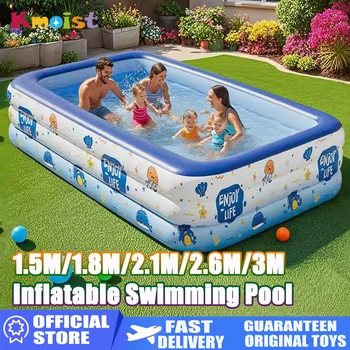 Modello cartone animato Blu Grande piscina gonfiabile Piscine gonfiabili in PVC per famiglie di grandi dimensioni Piscine per bambini Vasca da bagno per interni ed esterni 1